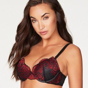 Pleasure State Push-Up Lace Trim Plunge Bra 32D